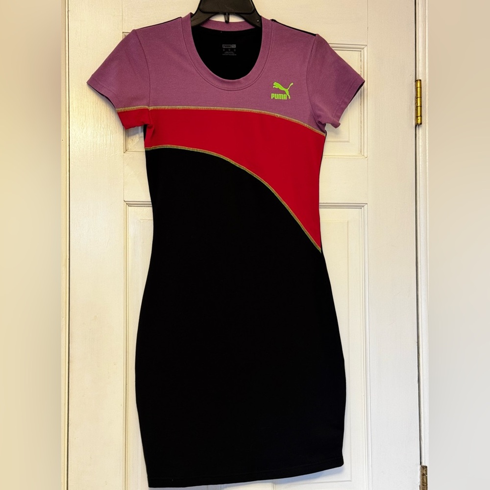 Puma Women's Color Block Mini Dress - Purple, Red,‎ Black